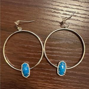 EUC Kendra Scott Bronze Veined Turquoise Elora Hoops - Yellow Gold